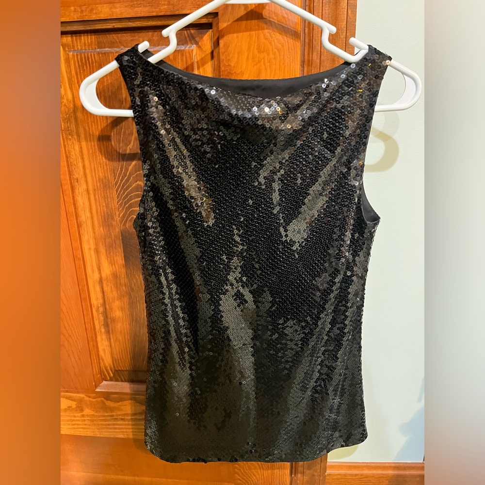 Ann Taylor Black Sequin Sleeveless Top Size 0